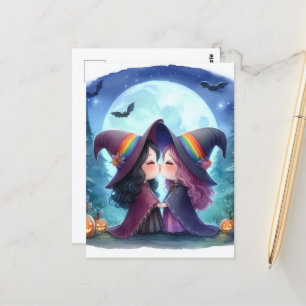 Two Witches Kiss Pride Series Watercolor Postcard