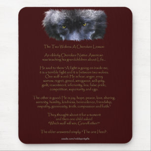 TWO WOLVES CHEROKEE TALE Art  Mousepad