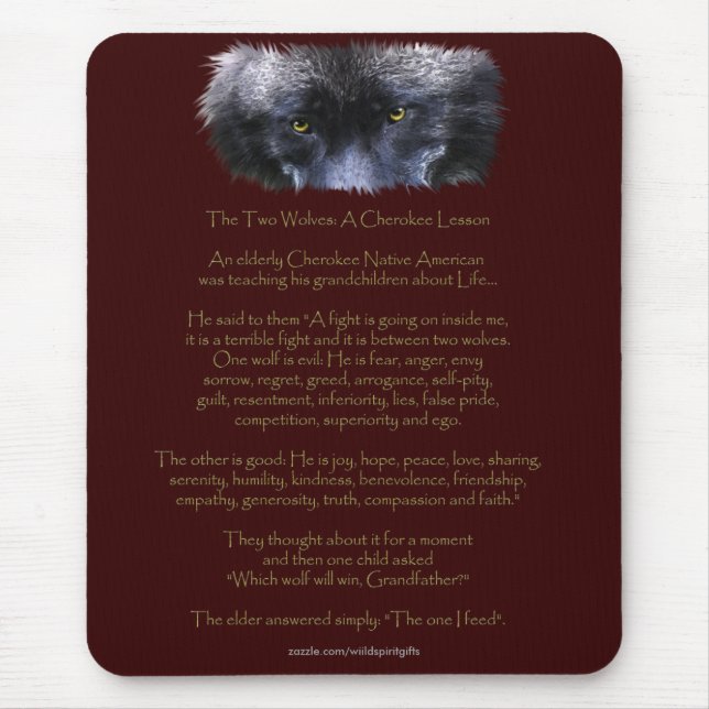 TWO WOLVES CHEROKEE TALE Art  Mousepad (Front)