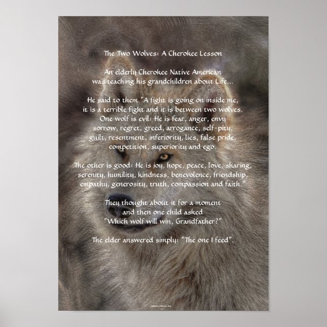 TWO WOLVES CHEROKEE TALE Art Poster (Front)