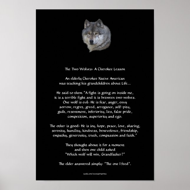 TWO WOLVES CHEROKEE TALE Art Poster (Front)
