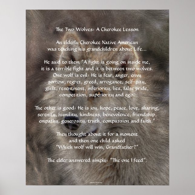 TWO WOLVES CHEROKEE TALE Art Poster (Front)
