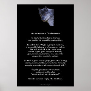 TWO WOLVES CHEROKEE TALE Art Poster