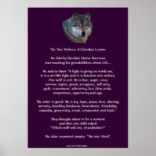 TWO WOLVES CHEROKEE TALE Art Poster
