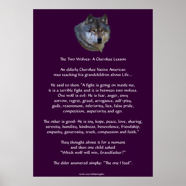 TWO WOLVES CHEROKEE TALE Art Poster (Front)
