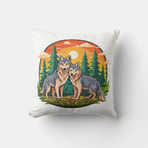 Two wolves cushion