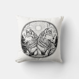 Two wolves cushion