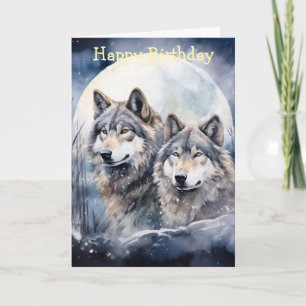 Two Wolves in Winter Card