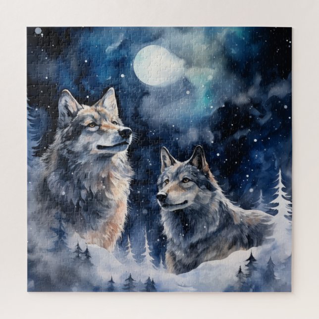Two Wolves in Winter Jigsaw Puzzle (Vertical)