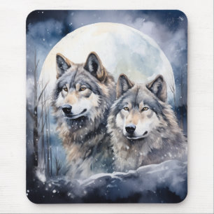 Two Wolves in Winter Mouse Pad