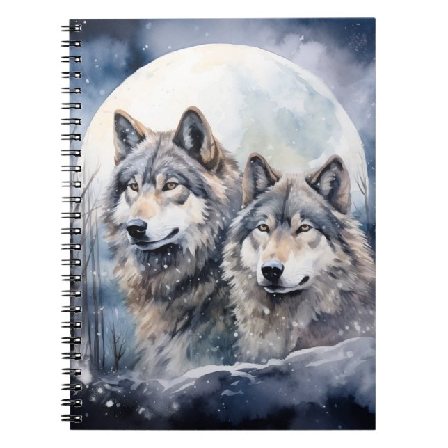 Two Wolves in Winter Notebook (Front)