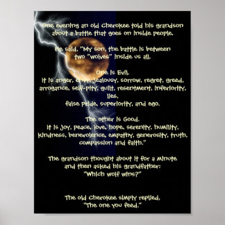 Two Wolves - Native American Metaphor Poster