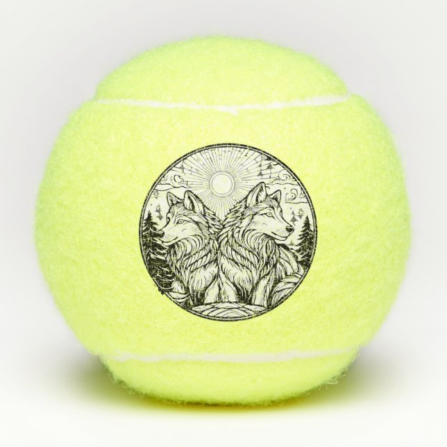 Two wolves tennis balls (Front)