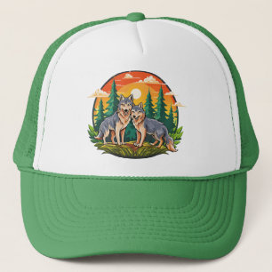 Two wolves trucker hat
