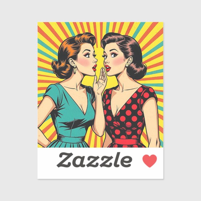 Two Woman Gossiping Telling Secrets Pop Art (Sheet)