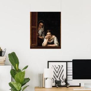 Two Women at a Window by Bartolome Esteban Murillo Poster