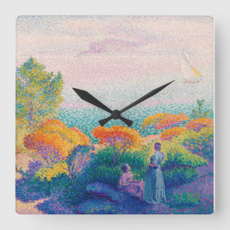 Two Women by the Shore, Mediterranean (1896) Square Wall Clock