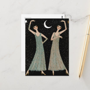 Two Women Dancing in the Moonlight Postcard