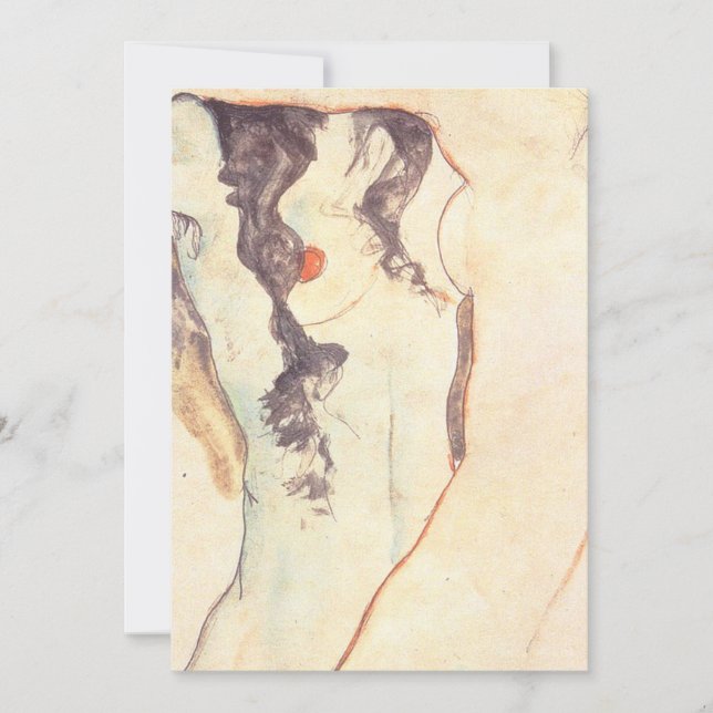 Two Women Embracing Egon Schiele Invitation (Front)
