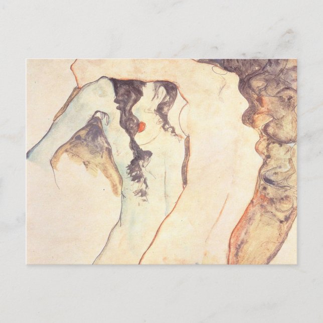 Two Women Embracing Egon Schiele Postcard (Front)