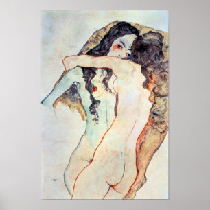 Two Women Embracing   Egon Schiele   Poster