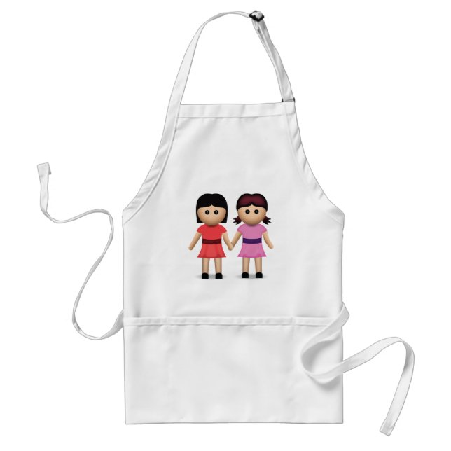 Two Women Holding Hands Emoji Standard Apron (Front)