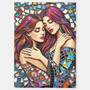 Two Women in Love   Faux Mosaic Tile Style Magnet