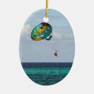 Two Women Parasailing in the Bahamas Ceramic Tree Decoration