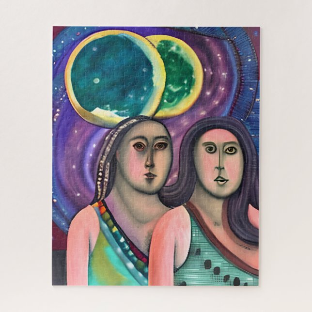 Two Women Under the Moon Jigsaw Puzzle (Vertical)
