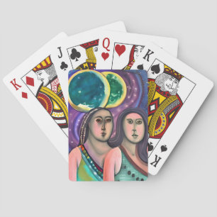 Two Women Under the Moon Playing Cards