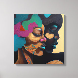 Two women with colourful hair and face. canvas print
