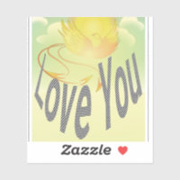 Two Words—Love You. On Flaming Yellow Phoenix Bird