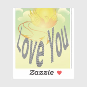 Two Words—Love You. On Flaming Yellow Phoenix Bird