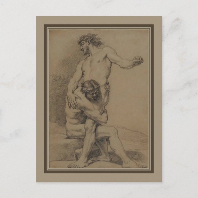 Two Wrestlers by de Platte-Montagne Postcard (Front)