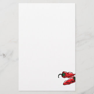 Two Wrinkled Red Peppers Stems Graphic Stationery