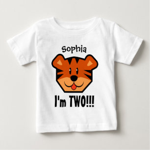 Two Year 2nd Birthday Boy or Girl with Tiger V08 Baby T-Shirt
