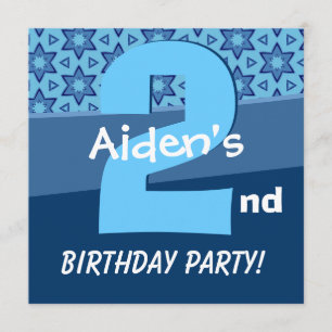 Two Year Old Birthday Blue Stars For Boy W724 Invitation
