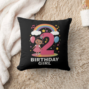 Two Year Old Birthday Girl Cute 2nd Birthday  Cushion