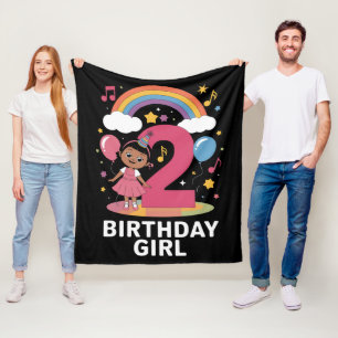 Two Year Old Birthday Girl Cute 2nd Birthday  Fleece Blanket