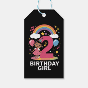 Two Year Old Birthday Girl Cute 2nd Birthday Gift Tags