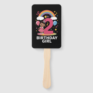 Two Year Old Birthday Girl Cute 2nd Birthday  Hand Fan