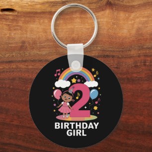 Two Year Old Birthday Girl Cute 2nd Birthday Key Ring