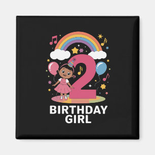 Two Year Old Birthday Girl Cute 2nd Birthday Magnet