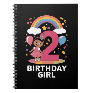 Two Year Old Birthday Girl Cute 2nd Birthday  Notebook