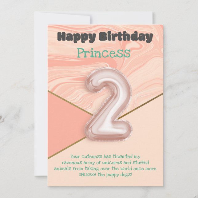 Two year old girls Happy Birthday card (Front)