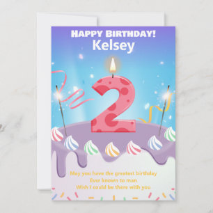 Two year old Happy Birthday card personalised