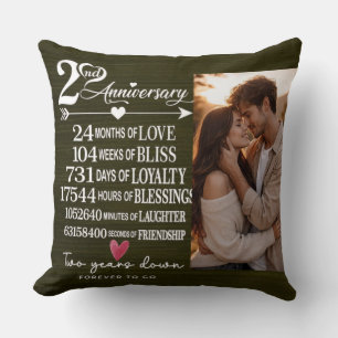 Two Years Down Forever to Go Romantic Gift Cushion