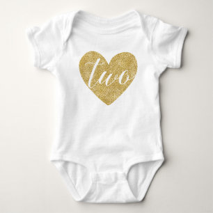Two Years Old Baby  Glitter Heart-Print Bodysuit