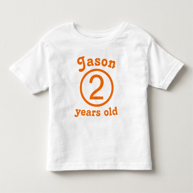 Two Years Old Personalised Orange Toddler T-Shirt (Front)