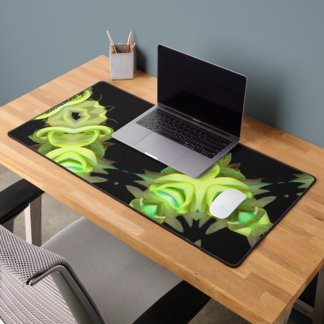 Two yellow heart in black from gold desk mat (Office 2)